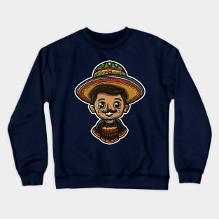 Cinco de mayo mexican cartoon boy wear mexican hat Crewneck Sweatshirt